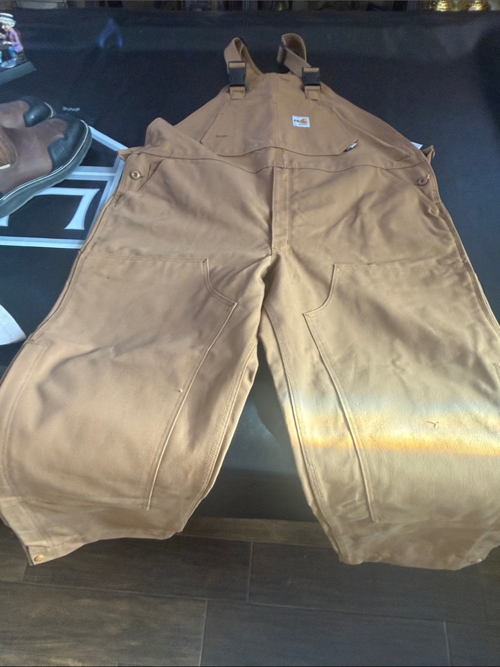Carhartt Tan Duck Work Overalls - Men's Heavy-Duty Bib Pants